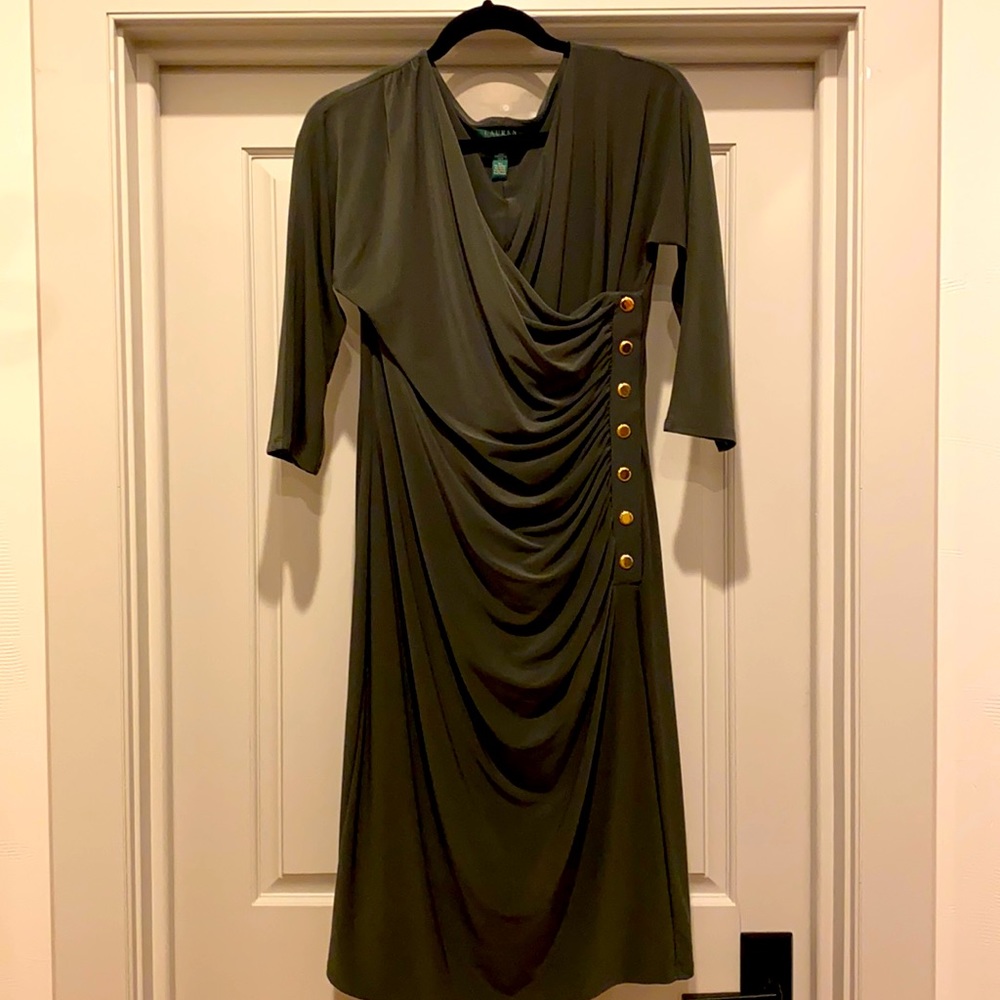 Army Green, LAUREN by Ralph Lauren size 12 dress